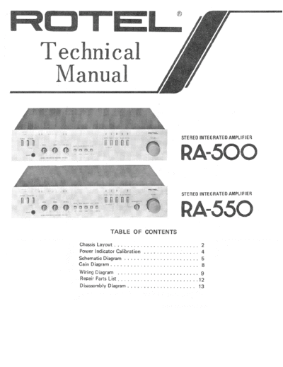 rotel RA-500 Rotel Stereo integrated amplifier model RA-500  RA - 550