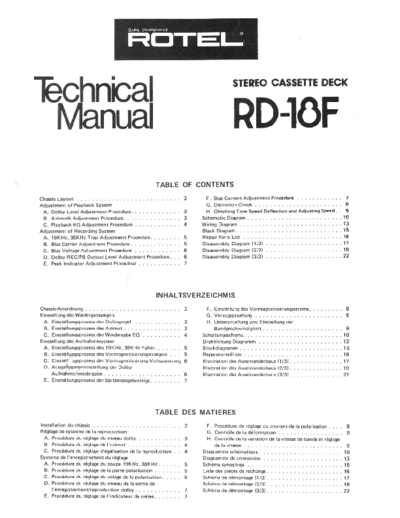 Rotel RD-18F Rotel RD-18F Stereo Cassette Deck Service Manual