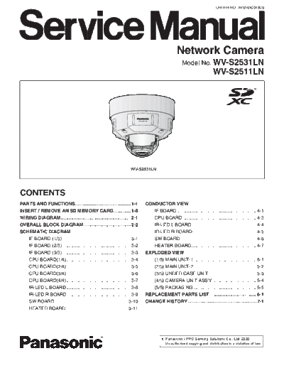 Panasonic WV-S2531LN Service manual for Network camera WV-S2531LN and WV-S2511LN