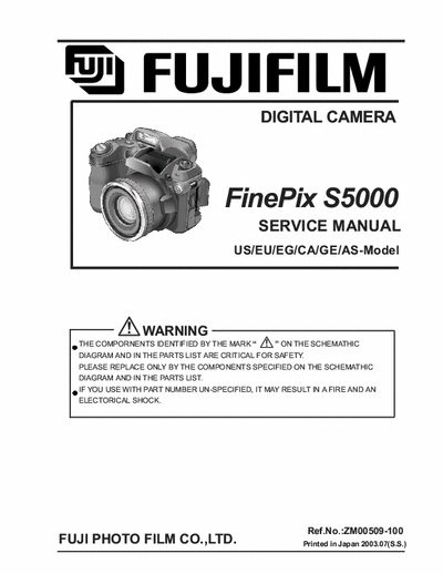 Fujifilm s5000 Digital Camers Fujifilm S5000 Zoom US/EU/EG/CA/GE/AS-model