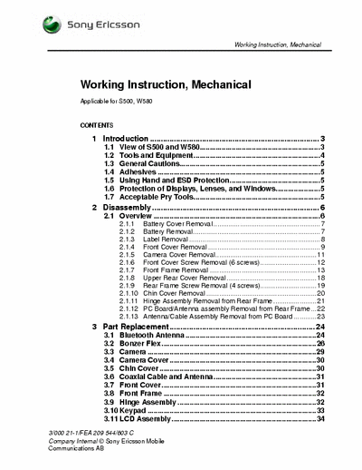sonyericsson w580 service manual