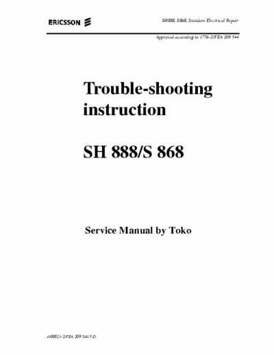 Ericsson SH 888, S 868 Service Manual - (2.491Kb) pag. 66