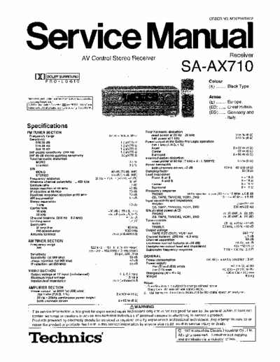 Technics SA-AX710 SERVICE MANUAL