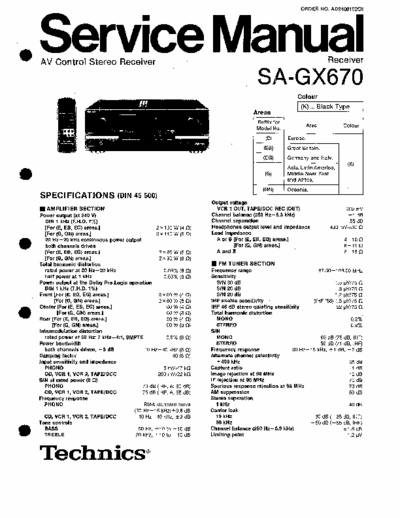 Technics SA-GX670 Will work for SA-GX770.