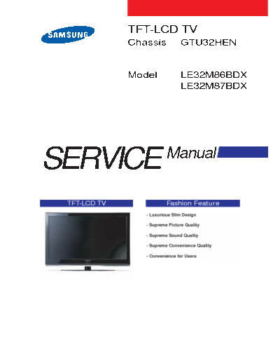 SAMSUNG LE32M86BDX, LE32M87BDX Service Manual