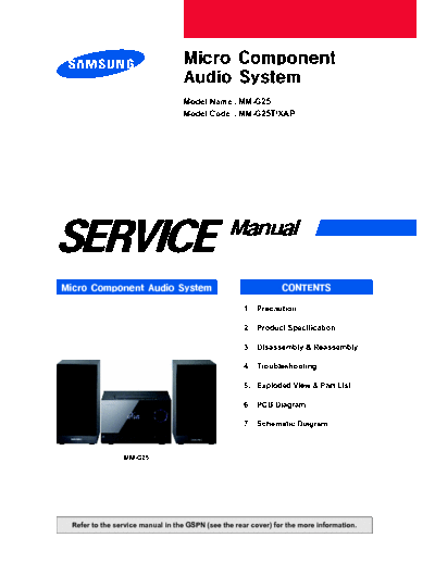 SAMSUNG MM-G25 Service Manual