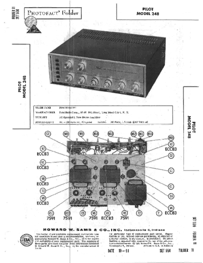 PILOT 248 SAM folder includes part lists and schematic of Pilot 248 integrated tube stereo amplifier for educational purpose only.