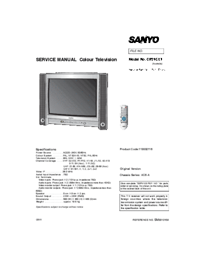 SANYO CP21CE1 service manual