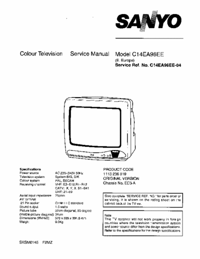 SANYO C14EA96EE Service Manual