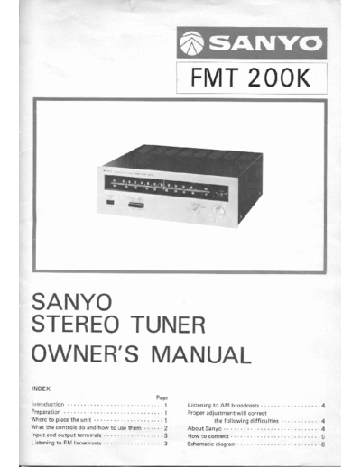 Sanyo FMT 200K Sanyo AM-FM HI-FI stereo analog tuner