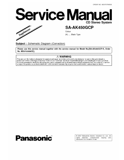 PANASONIC SA-AK450 CENTRO MUCICAL