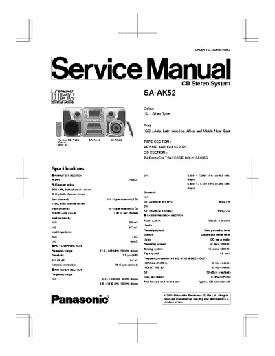 Panasonic SA-AK52 Panasonic SA-AK52 Service Manual