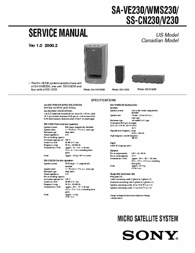 SONY SA-VE230-WMS230-SS-CN230-V230 SA-VE230-WMS230-SS-CN230-V230