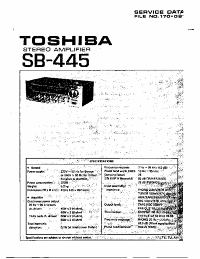 TOSHIBA SB-445 STEREO AUDIO AMPLIFIER
SERVICE MANUAL