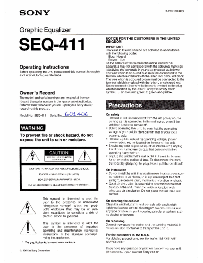Sony SEQ-411 SEQ-411 Instruction Manual in 2 parts