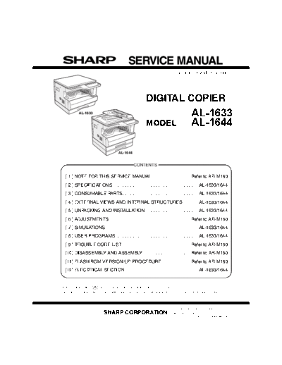 Sharp AL-1633, AL-1644 SERVICE MANUAL AL-1633, AL-1644