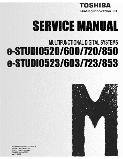 TOSHIBA E-STUDIO520/600/720/850 SERVICE MANUAL TOSHIBA e-STUDIO520/600/720/850