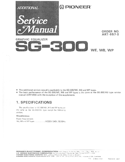 Pioneer SG-300 Service Manual Graphic Equalizer - Type WE, WB, WP - pag. 3