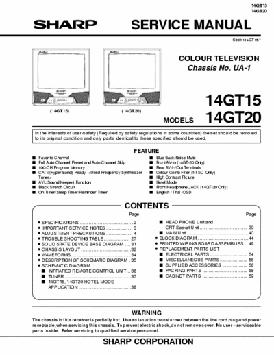 SHARP 14GT15/20 Service manual and circuit diagram