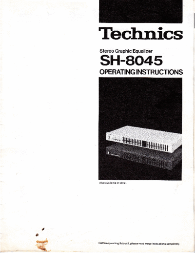 Technics SH-8045 SH-8045 Instruction manual in 3 parts