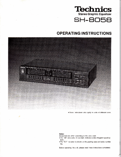 Technics SH-8058 SH-8058 operating instructions 2 part