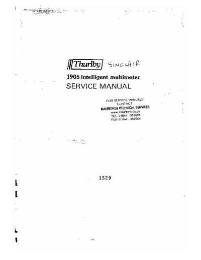 Thurlby Thandar 1905 Thurlby Thandar Intelligent Mulltimeter 1905. Service Manual Including Schematics