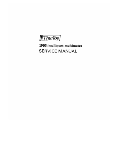 TTi Thandar 1905 Service Manual for TTi 1905 DMM