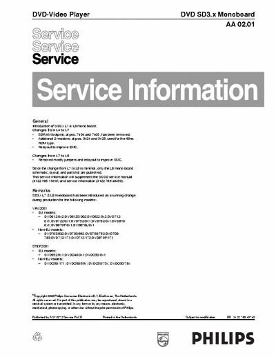 Philips DVD SD3.x (AA 02.01) Service Information SD3.x, L7, L8 Mono Board  - (5.598Kb) 3 part File - pag. 17