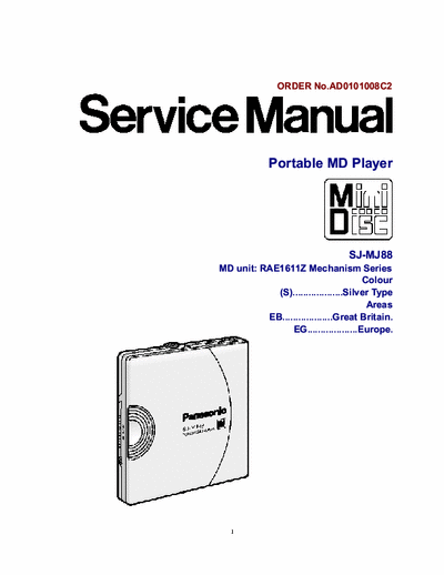 Panasonic SJ-MJ88 SJ-MJ88
PORTABLE MINIDISC PLAYER - 
Service Manual