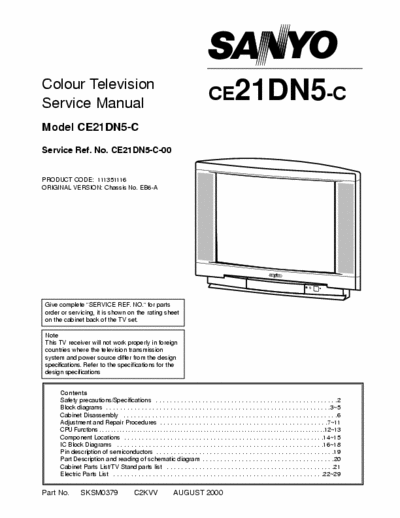 sanyo CE21DNS-C SANYO-TV-21