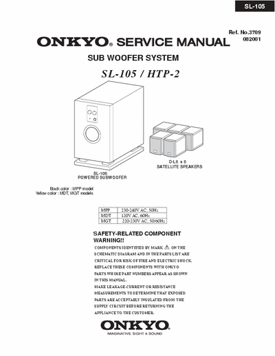 ONKYO SL105 ONKYO - SUB WOOFER SYSTEM