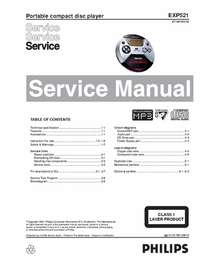 Aiwa EXP521 Service Manual Portable Cd Player - All Versions - (5.259Kb) 3 Part File - pag. 29