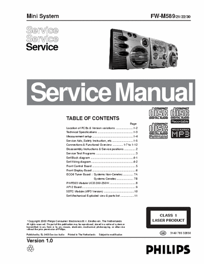 Philips FW-M589 /21 /22 /30 Service Manual [Version 1.0] Mini System Hi-Fi 2x200W (RMS) - [16.807Kb Part 1/6] pag. 90