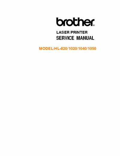 brother hl 1040 Service Manual HL820, HL1020, HL1040, HL1050