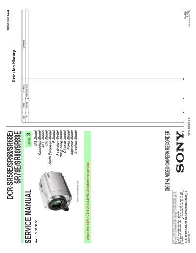 SONY DCR-SR58E/SR68/SR68E/ SR78E/SR88/SR88E DCR-SR58E/SR68/SR68E/
SR78E/SR88/SR88E service manual level 1,2,3