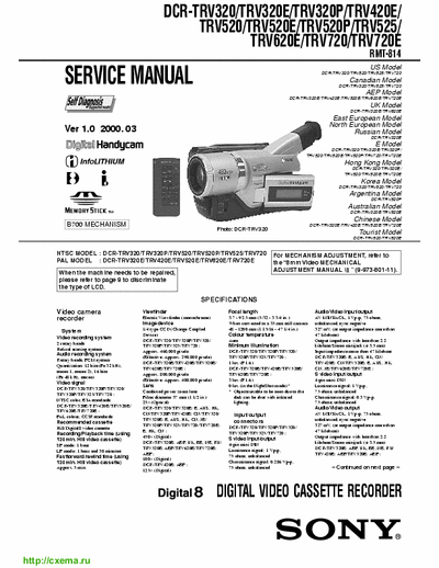 SONY DCR-TRV320,420,520,525,620,720 S.M.