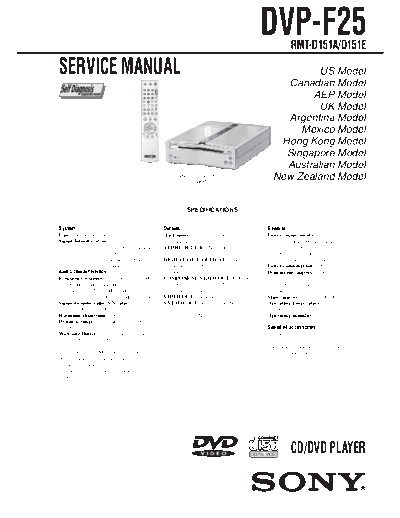 SONY DVP-F25 SONY DVP-F25
CD/DVD PLAYER.
SERVICE MANUAL.
PART#(9-929-734-11)