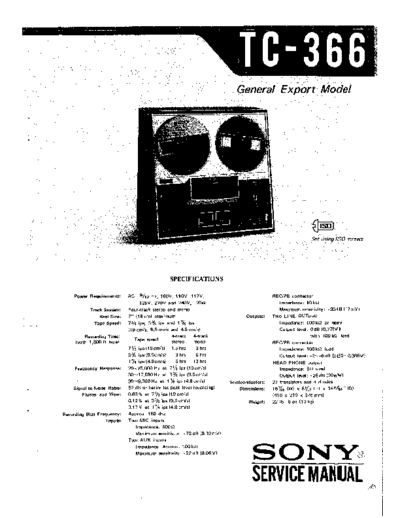 SONY TC-366 reel to reel general export model