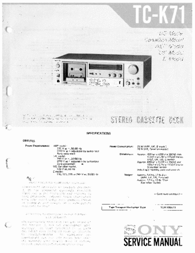 Sony tc-k71 Service Manual