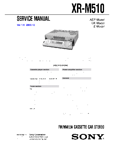 SONY XR-M510 Service Manual