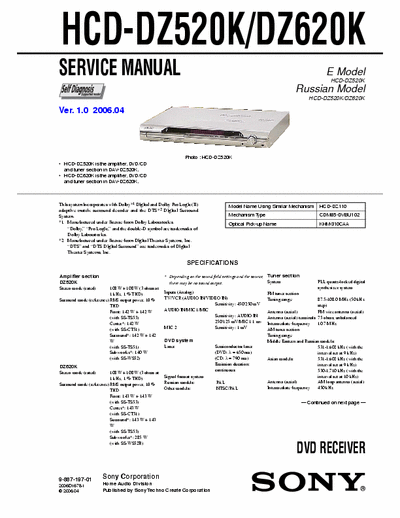 SONY HCD-DZ520K,DZ620K S.M.