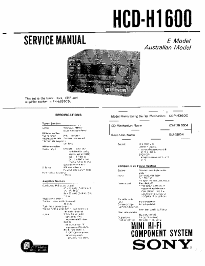 SONY HCD-H1600 Service Manual