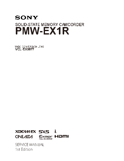 Sony EX1R Service Manual, block scheme and exploded views