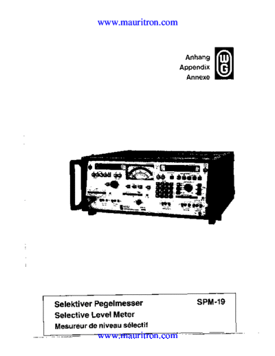 Wandel & Goltermann SPM-19 Appendix Schemi Selective Voltmeter Voltmetro di Livello Selettivo SPM-19 (usato anche come ricevitore hf)