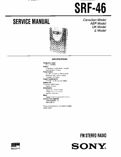 SONY SRF-46 SERVICE MANUAL