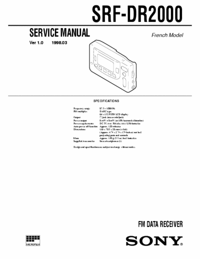 SONY SRF-DR2000 SERVICE MANUAL