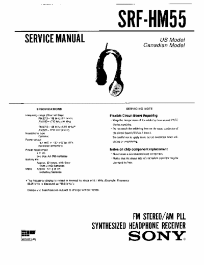 SONY SRF-HM55 SERVICE MANUAL