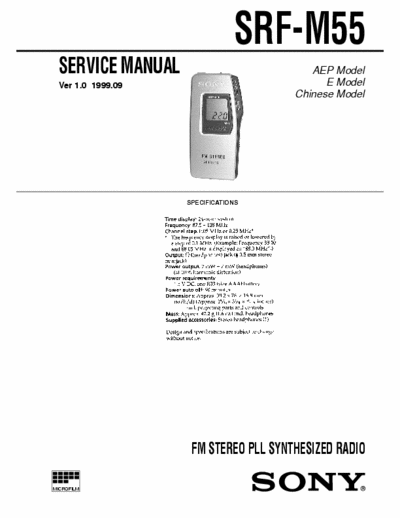 SONY SRF-M55 SERVICE MANUAL