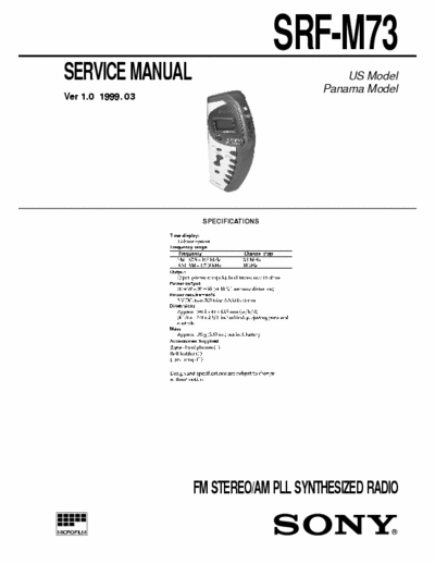 SONY SRF-M73 SERVICE MANUAL