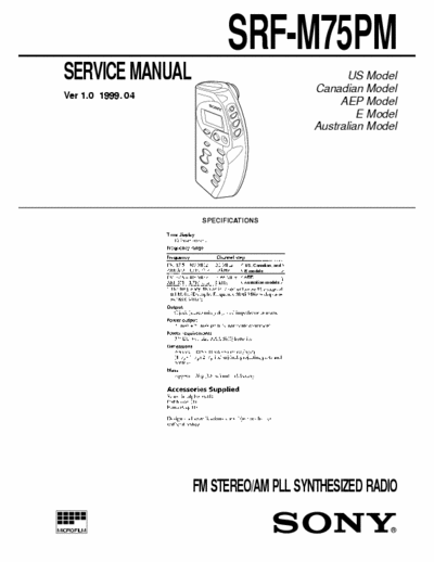 SONY SRF-M75PM SERVICE MANUAL